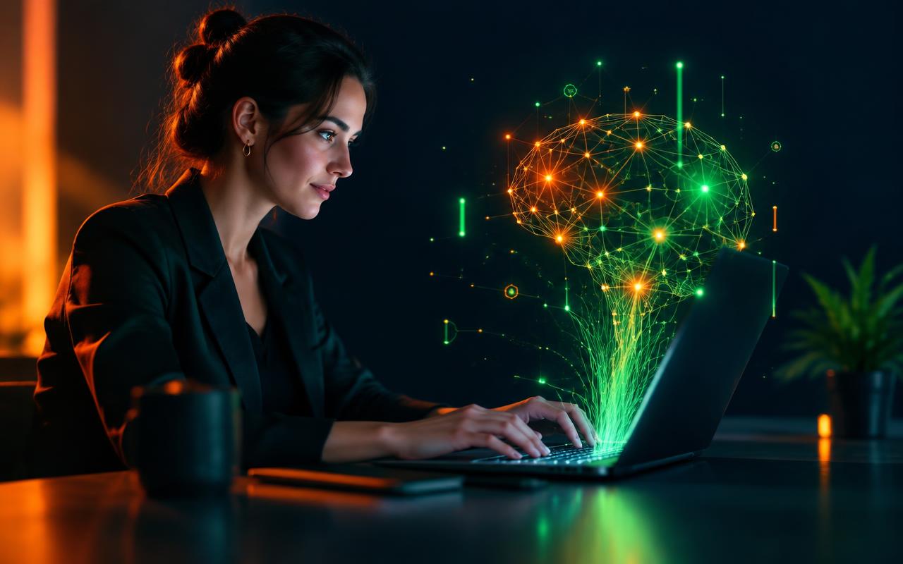 Marketer working with AI-powered marketing tools