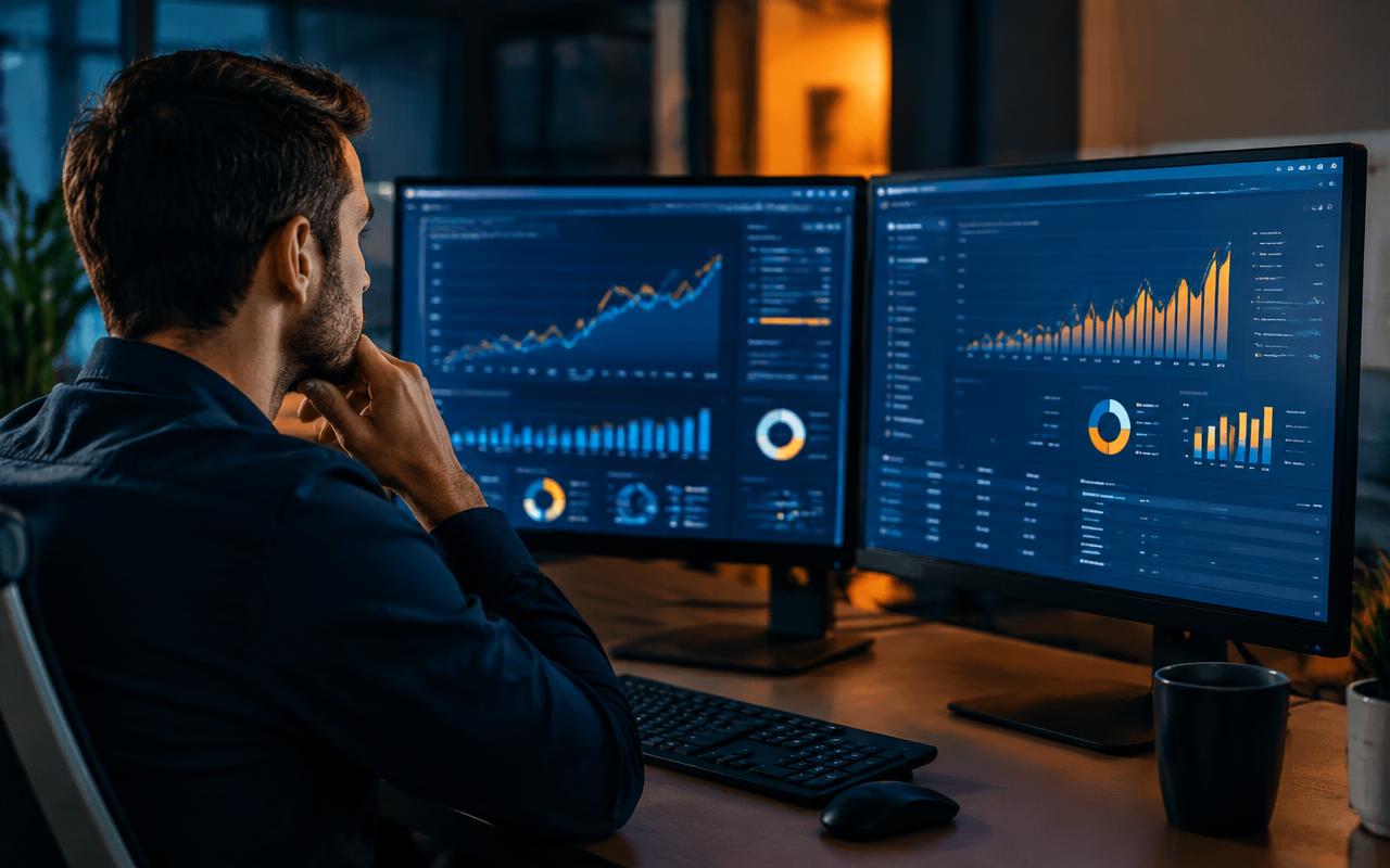 Specialist analysing paid campaign performance dashboards
